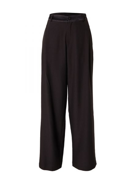Jednofarebné nohavice s vysokým pásom na zips 10days - čierna
