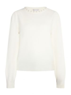 Памучен пуловер Usha бяло