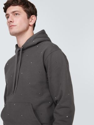 Pamučna hoodie s kapuljačom od jersey Valentino siva