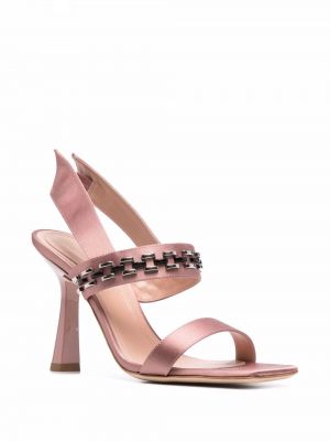 Sandály s korálky s otevřenou patou Alberta Ferretti růžové
