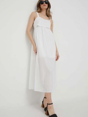 Pamučna midi haljina Sisley bijela