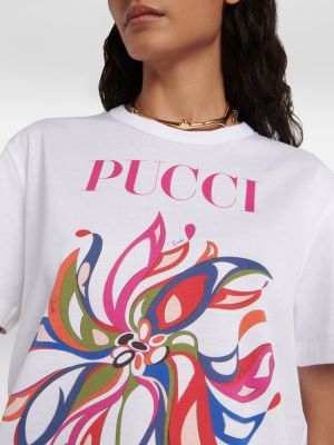 Kokvilnas t-krekls ar apdruku džersija Pucci balts