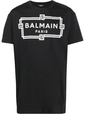 Camiseta con estampado oversized Balmain negro