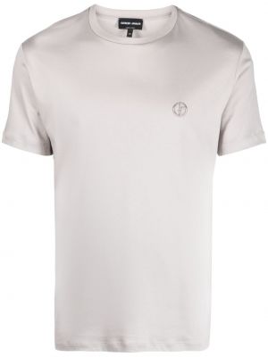 T-shirt ricamato con scollo tondo Giorgio Armani grigio