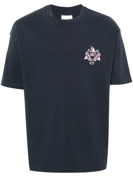 T-shirt aus baumwoll mit print Drôle De Monsieur blau