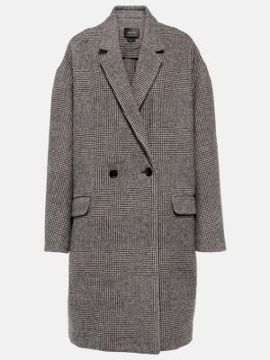 Kockovaný vlnený kabát Isabel Marant