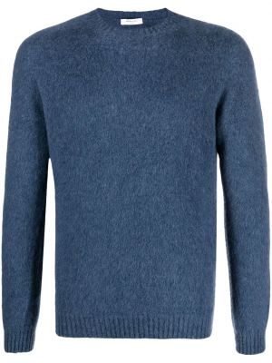 Pleten pulover z okroglim izrezom Boglioli modra