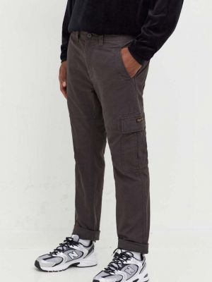 Jednobarevné kalhoty Superdry šedé