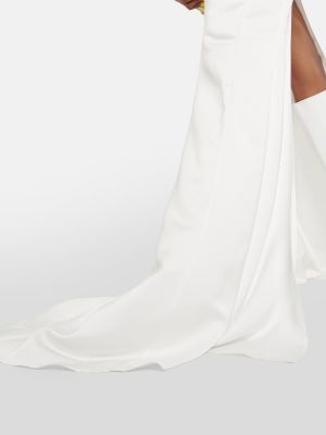 Dlouhé šaty z peří The Attico bílé
