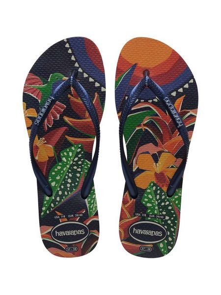 Sandale cu toc slim fit cu imprimeu tropical Havaianas albastru