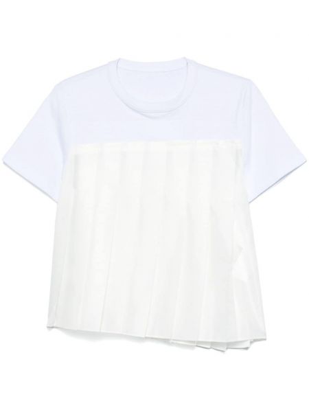 Plisseret t-shirt Sacai hvid