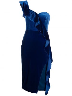Vestido de cóctel con volantes Aidan Mattox azul