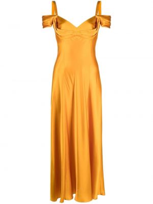 Hedvábné saténové večerní šaty Alberta Ferretti oranžové