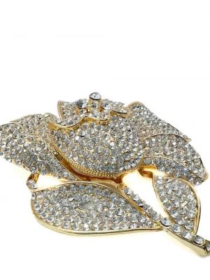 Oversize geblümt brosche mit kristallen Jennifer Gibson Jewellery gold