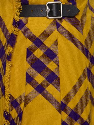 Jupe courte à carreaux en tricot Burberry jaune