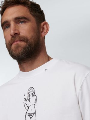 Camiseta de algodón con estampado de tela jersey Due Diligence blanco