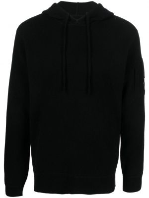 Pletena vunena hoodie s kapuljačom C.p. Company crna