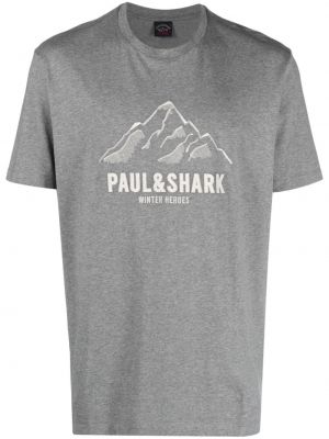 Pamut hímzett póló Paul & Shark szürke