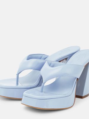 Lakuotos iš natūralios odos sandalai su platforma Gia Borghini mėlyna