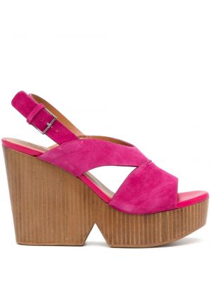 Sandale din piele de căprioară cu platformă Clergerie roz