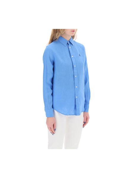 Lniana koszula relaxed fit Polo Ralph Lauren niebieska