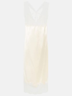 Viskózové saténové midi šaty Givenchy - bílá