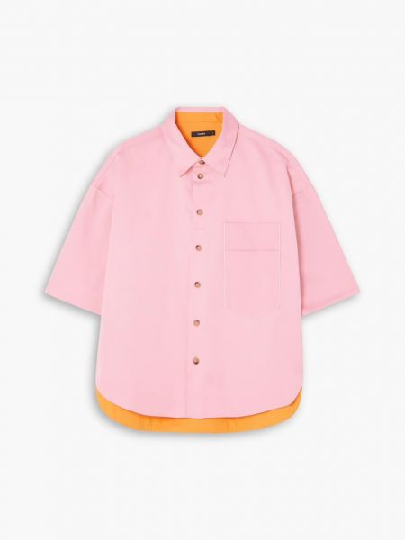 Рубашка из смесового хлопка из твила Bassike розовый