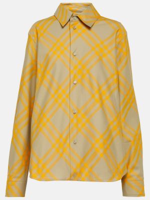Rūtainas kokvilnas krekls Burberry dzeltens