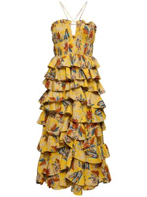 Pamučna midi haljina Ulla Johnson žuta
