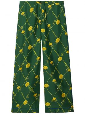 Kvetinové nohavice s potlačou Burberry zelená