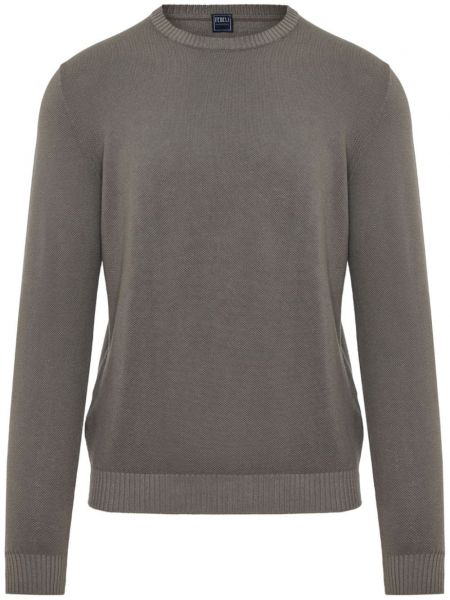Памучен пуловер Fedeli сиво