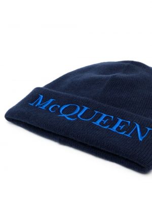 Kašmira cepure ar izšuvumiem Alexander Mcqueen zils