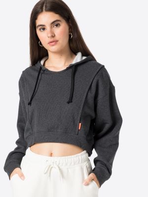Меланжов пуловер с качулка Nike черно