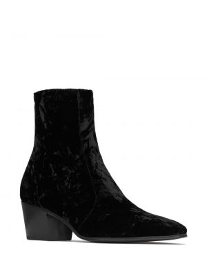 Sametové kotníkové boty Saint Laurent černé