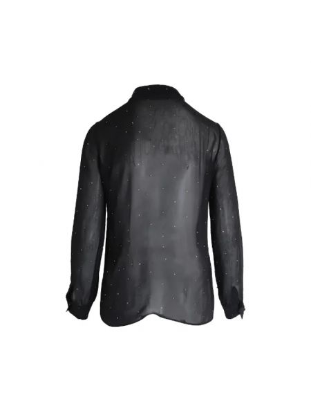 Top de seda retro Yves Saint Laurent Vintage negro