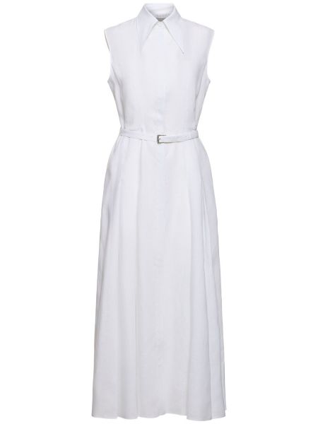 Αμάνικη λινή μάξι φόρεμα Gabriela Hearst λευκό