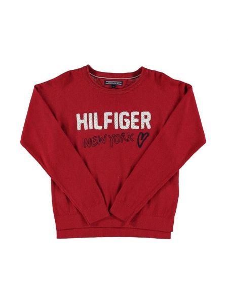 Sweter z dżerseju Tommy Hilfiger czerwony