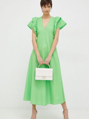 Хлопковое платье Tommy Hilfiger зеленое