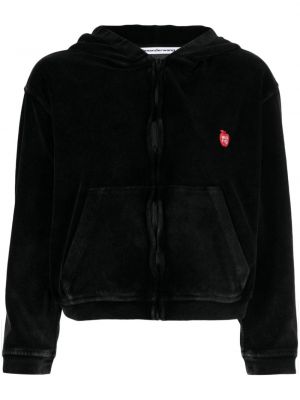 Veliūrinis džemperis su gobtuvu su užtrauktuku Alexander Wang juoda