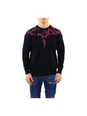 Sweter z kaszmiru z okrągłym dekoltem Marcelo Burlon czarny