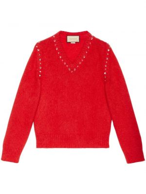 Mohérový sveter s cvočkami Gucci červená