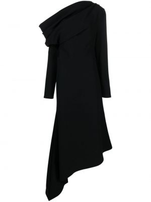 Asimetrična obleka z draperijo A.w.a.k.e. Mode črna