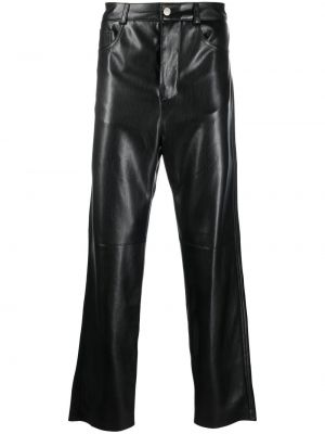 Kožené rovné kalhoty Nanushka černé