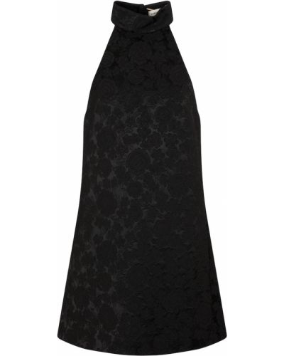 Pikowana sukienka w kwiatki Saint Laurent czarna