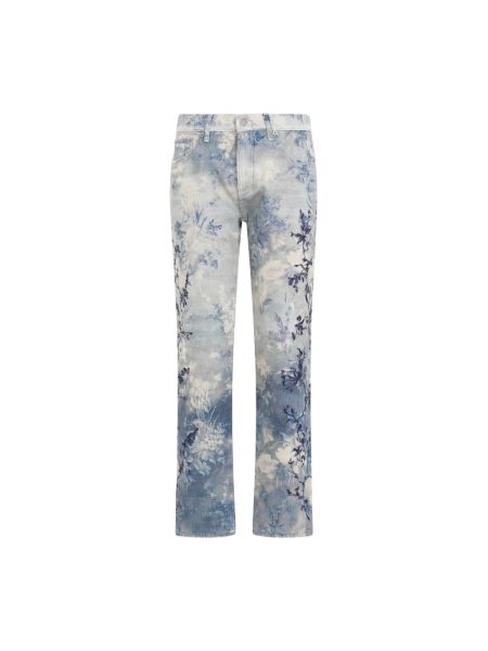 Proste jeansy w kwiatki Ralph Lauren niebieskie