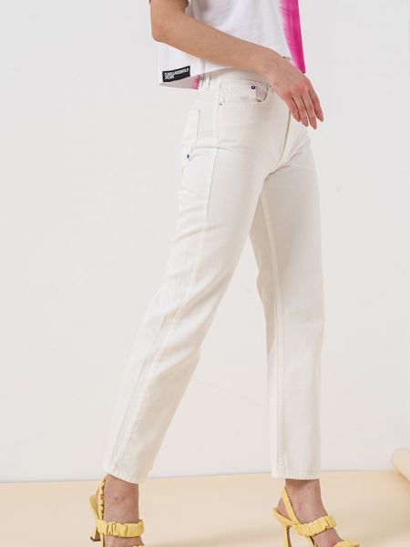 Прямые джинсы с высокой талией Karl Lagerfeld белые