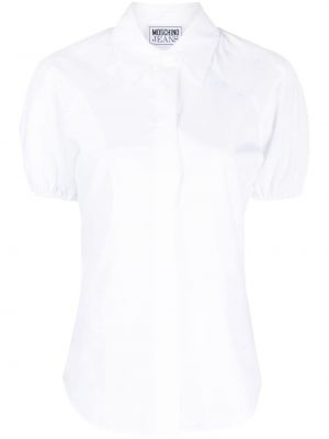 Bavlnená rifľová košeľa Moschino Jeans biela