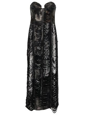 Δερμάτινη μίντι φόρεμα Magda Butrym μαύρο