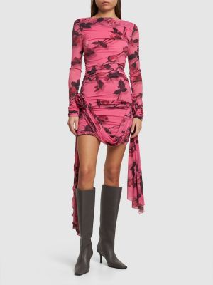 Drapiruotas džersis mini suknele Blumarine rožinė