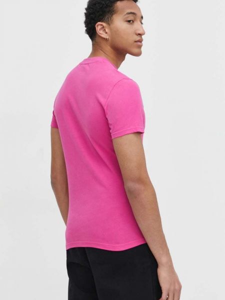 Bavlněné tričko s aplikacemi Superdry růžové